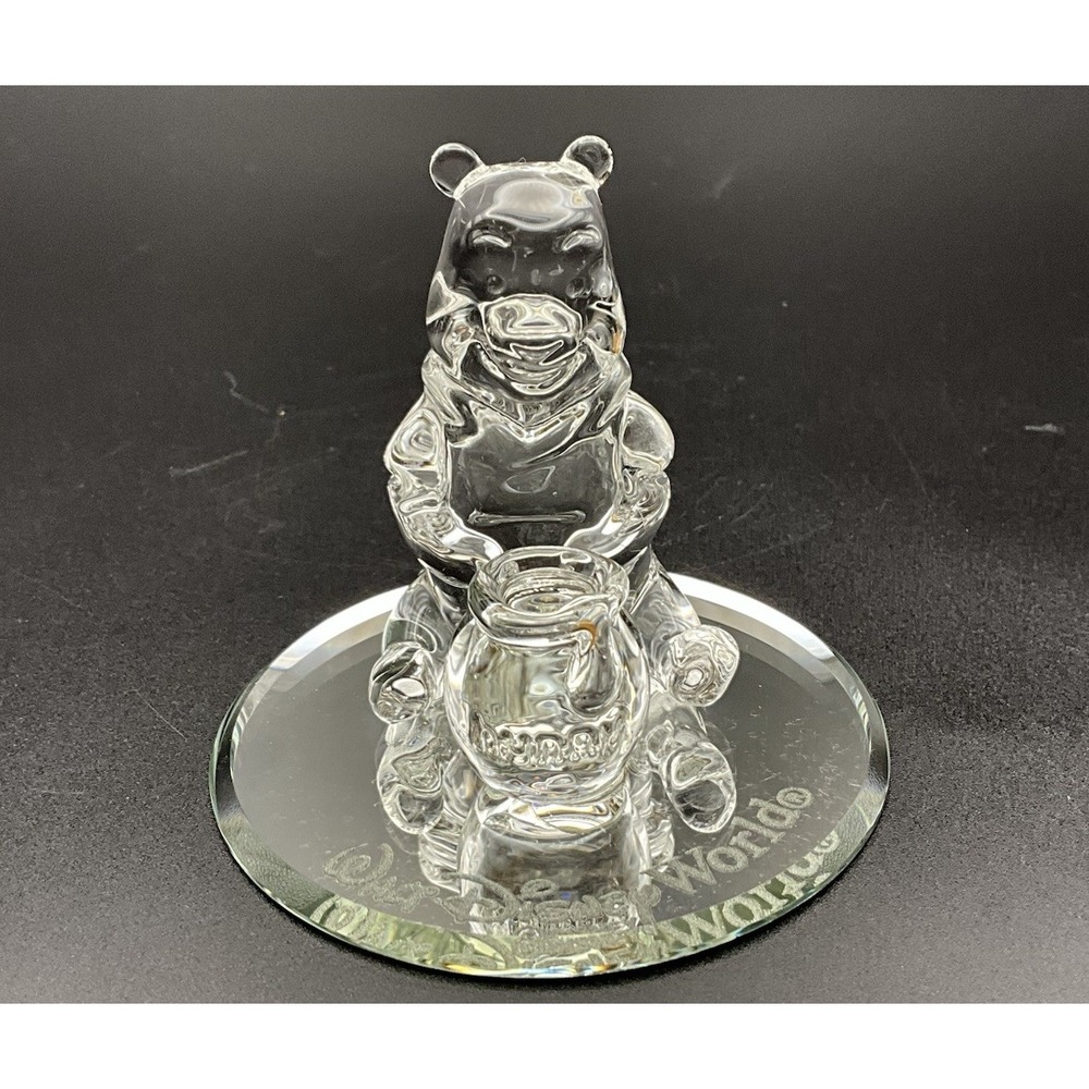 Disney Winnie the Pooh Bear Glass Crystal Figurine Walt Disney World WDW VGUC